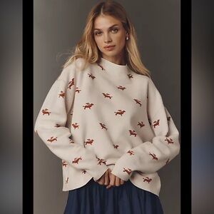 Anthropologie x Maeve Dashchund Cream Sweater